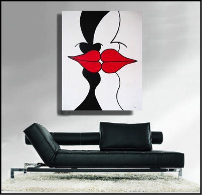 Zarum-Art-Painting-Three's-a-Crowd-Lip-Series-sofa
